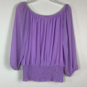 Lilac Off-Shoulder Blouse.